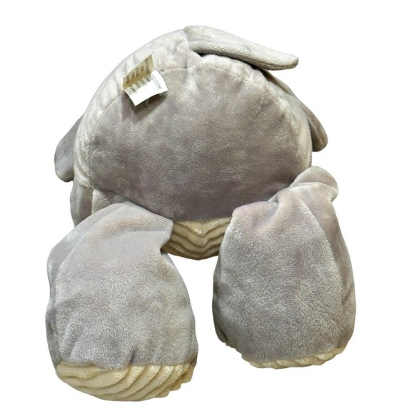 KellyToy Plush Elephant Rattle Floppy Gray Stuffed Animal Cream Ribbed Toy 18" - Picture 6 of 9